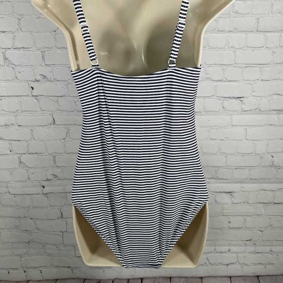 Nip Tuck One Piece Swimsuit Bathing Suit Navy White Stripes Multi Fit Cups US 8 - Picture 4 of 8